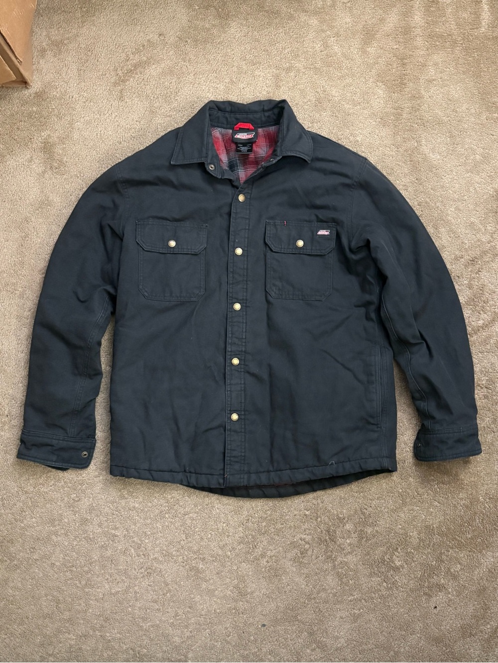 Genuine Dickies Men's L Flannel Lined Canvas Snap-Front Work Chore Barn Jacket